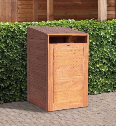 Copri bidone dei rifiuti singolo Cubo, legno duro - misure: 84 x 75 x 135 cm (l x p x h)