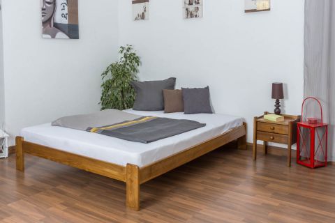 Letto futon pino massello color rovere A10, incl. rete a doghe - misure 160 x 200 cm