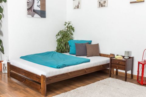 Letto futon pino massello noce A9, incl. rete a doghe - 140 x 200 cm