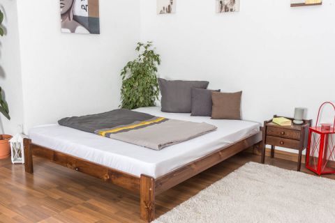 Letto futon pino massello noce A10, incl. rete a doghe - misure 160 x 200 cm