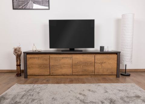 Mobile TV "Selun" 12, rovere marrone scuro / grigio - 48 x 170 x 43 cm (h x l x p)