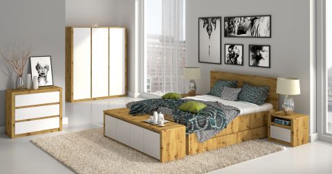 Camera da letto completa - Set A Faleula, 8 pezzi, rovere / bianco