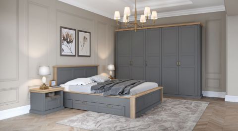 Camera da letto completa - Set B Lotofaga, 6 pezzi, grigio / noce