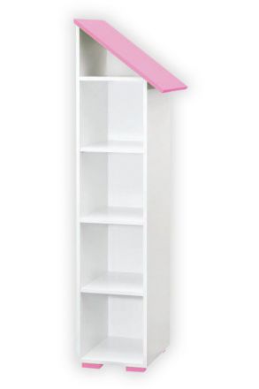 Cameretta - Scaffale Daniel 03, bianco / rosa, design a destra - 165 x 43 x 44 cm (h x l x p)