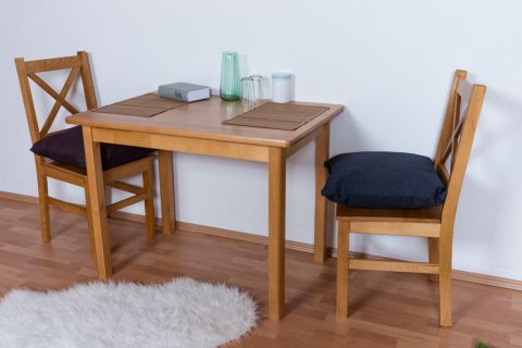 Tavolo in legno massello di pino massello di ontano colori Junco 228A (quadrato) - 70 x 100 cm (L x P)