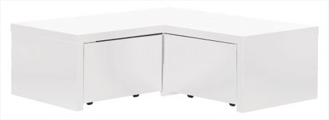Cameretta - Tavolino contenitore angolare "Marincho" 13, bianco - 35 x 105 x 106 cm (h x l x p)