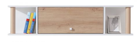 Cameretta - Mensola a muro "Burdinne" 12, bianco / rovere - 30 x 125 x 25 cm (h x l x p)