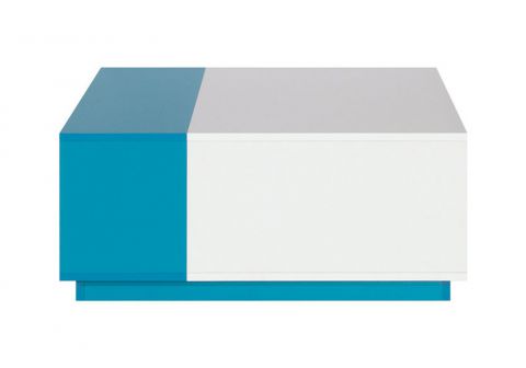 Cameretta - Tavolino "Geel" 16, bianco / turchese - 35 x 80 x 80 cm (h x l x p)