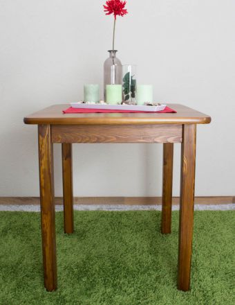 Tavolo quadrato in pino massello color rovere 002 - 75 x 70 cm x 70 (h x l x p)