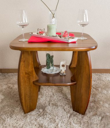 Tavolino in pino massiccio, color rovere 005 - misure 60 x 65 x 65 cm (h x l x p)