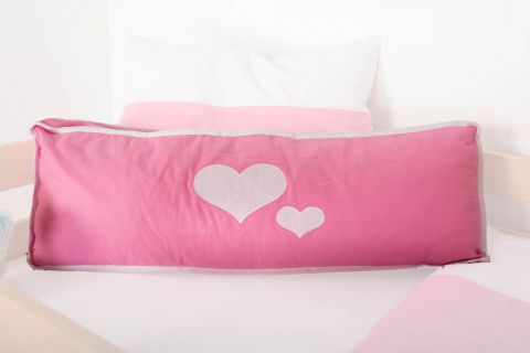 Cuscino laterale -  motivo: cuore rosa / bianco