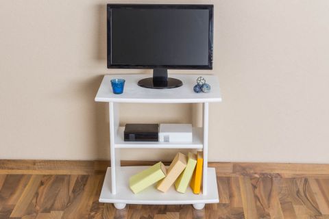 Mobile TV in pino massello laccato bianco "Junco 206" - 60 x 60 x 45 cm 