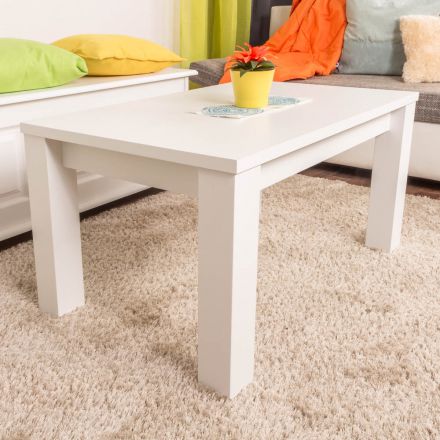 Tavolino in pino massello laccato bianco "Junco 484" - 90 x 60 x 50 cm (l x p x h)