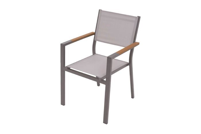 Sedia da giardino in alluminio San Francisco - colore alluminio: grigio alluminio, rivestimento sedia: grigio chiaro, profondità: 590 mm, larghezza: 560 mm, altezza: 860 mm
