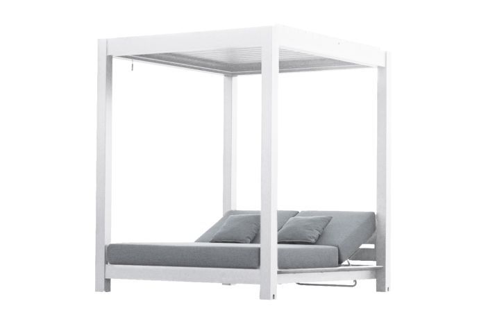Lounge lounger London in alluminio - colore: bianco, dimensioni: 2050 x 1800 x 2000 mm
