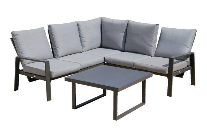 Gruppo di seduta Pisa - 3 pezzi in alluminio, colore: grigio alluminio