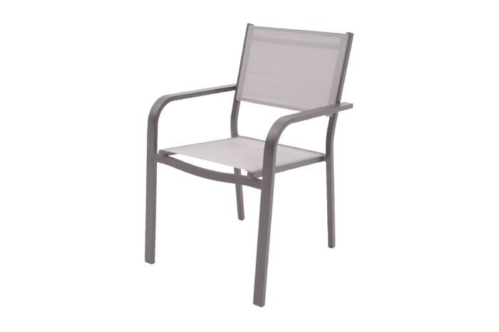Sedia da giardino Phoenix in alluminio - colore alluminio: grigio alluminio, rivestimento sedia: grigio chiaro, profondità: 605 mm, larghezza: 565 mm, altezza: 850 mm