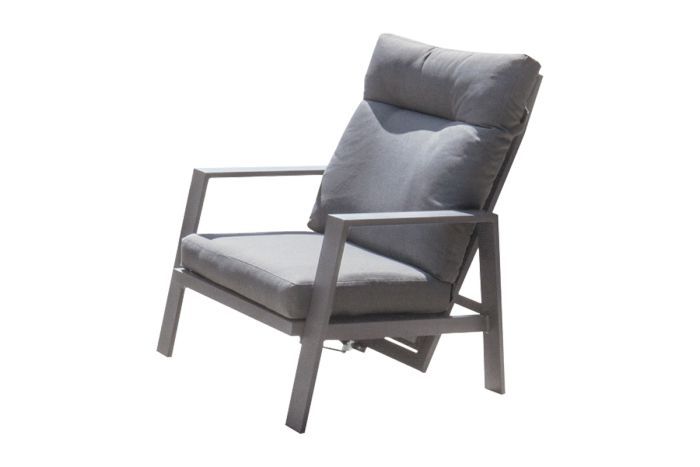 Sedia da giardino Rom con imbottitura e schienale regolabile in alluminio - Colore: grigio alluminio, Profondità: 790 mm, Larghezza: 740 mm, Altezza: 960 mm