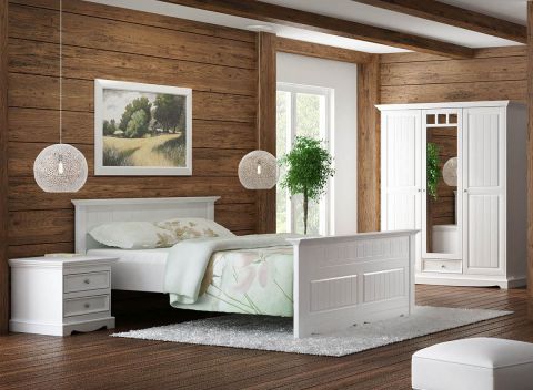 Camera da letto completa - Set B Gyronde, 4 pezzi, pino massello, bianco