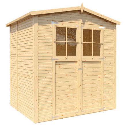 Casetta da giardino prefabbricata Karben 02, legno grezzo - spessore 18 mm, SU: 3,24 m², tetto a capanna
