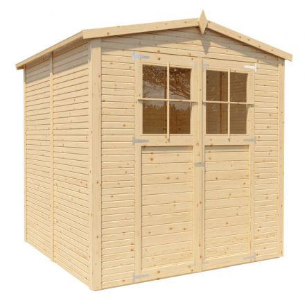 Casetta da giardino prefabbricata Karben 03, legno grezzo - spessore 18 mm, SU: 4,18 m², tetto a capanna