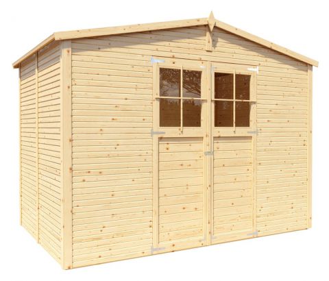 Casetta da giardino prefabbricata Karben 04, legno grezzo - spessore 18 mm, SU: 6,17 m², tetto a capanna