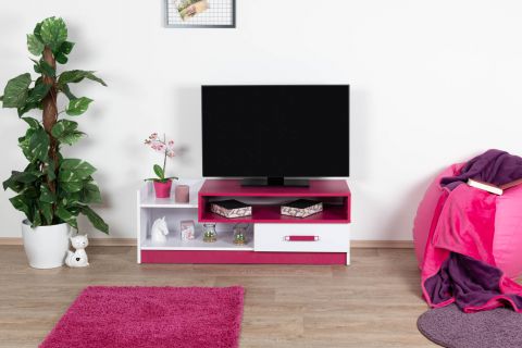 Cameretta - Mobile TV "Frank" 10, bianco / rosa - 43 x 120 x 43 cm (h x l x p)