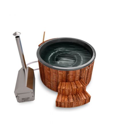 Vasca da bagno per esterni 01 in legno termotrattato, vasca: antracite, diametro interno: 180 cm
