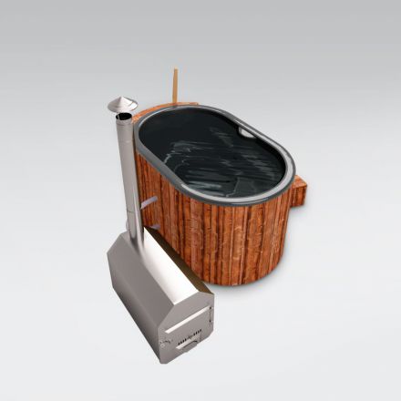 Vasca da bagno per esterni 02 in legno termotrattato, vasca: antracite, misure esterne: 189 x 118 cm (l x p)