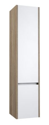 Bagno - Armadietto alto "Kolkata" 89, bianco lucido / grigio rovere - 160 x 35 x 35 cm (h x l x p)