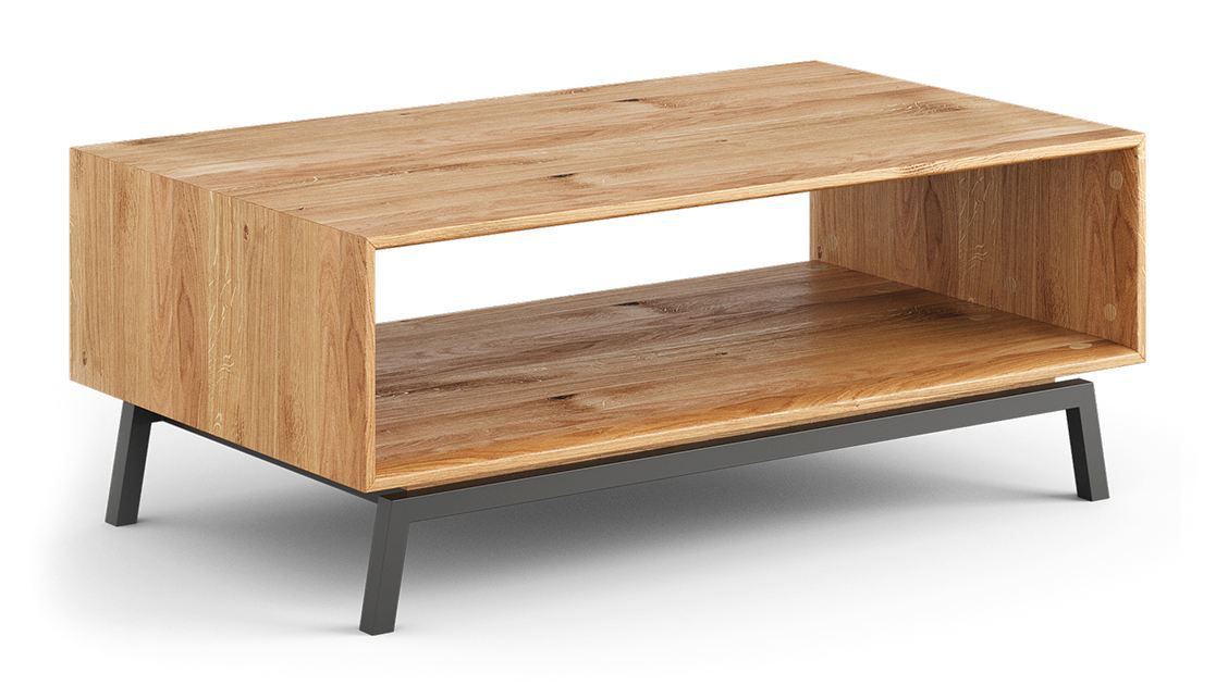 Tavolino "Salleron" 10, rovere massello selvatico, oliato, naturale - 101 x 60 x 41 cm (l x p x h)