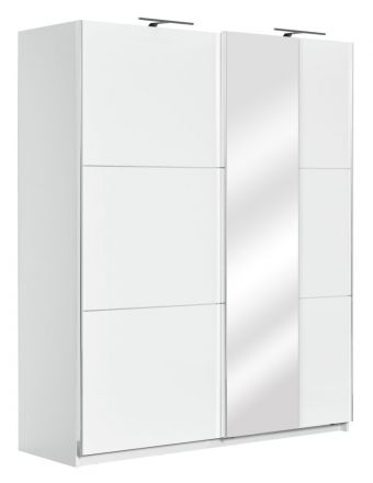 Armadio ad ante scorrevoli Sabadell 10, bianco / bianco lucido - 222 x 179 x 64 cm (h x l x p)