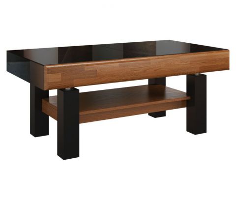 Tavolino regolabile in altezza "Postira" 23, noce / nero, parzialmente massello - misure: 52 - 76 x 120 - 160 x 70 cm (h x l x p)