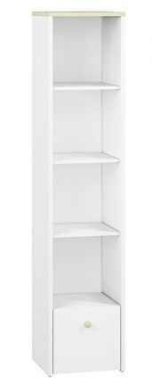 Cameretta - Scaffale "Egvad" 05, bianco / faggio - 193 x 43 x 40 cm (h x l x p), 1 cassetto e 4 scomparti