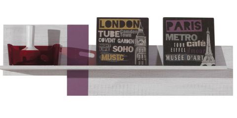 Cameretta - Mensola a muro "Emilian" 16, pino chiaro / viola - 35 x 110 x 22 cm