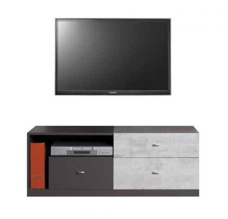 Cameretta - Mobile TV "Ohey" 08,  grigio scuro / grigio chiaro - 45 x 120 x 50 cm (h x l x p)