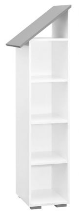 Cameretta - Scaffale Daniel 03, bianco / grigio, design a  sinistra - 165 x 43 x 44 cm (h x l x p)