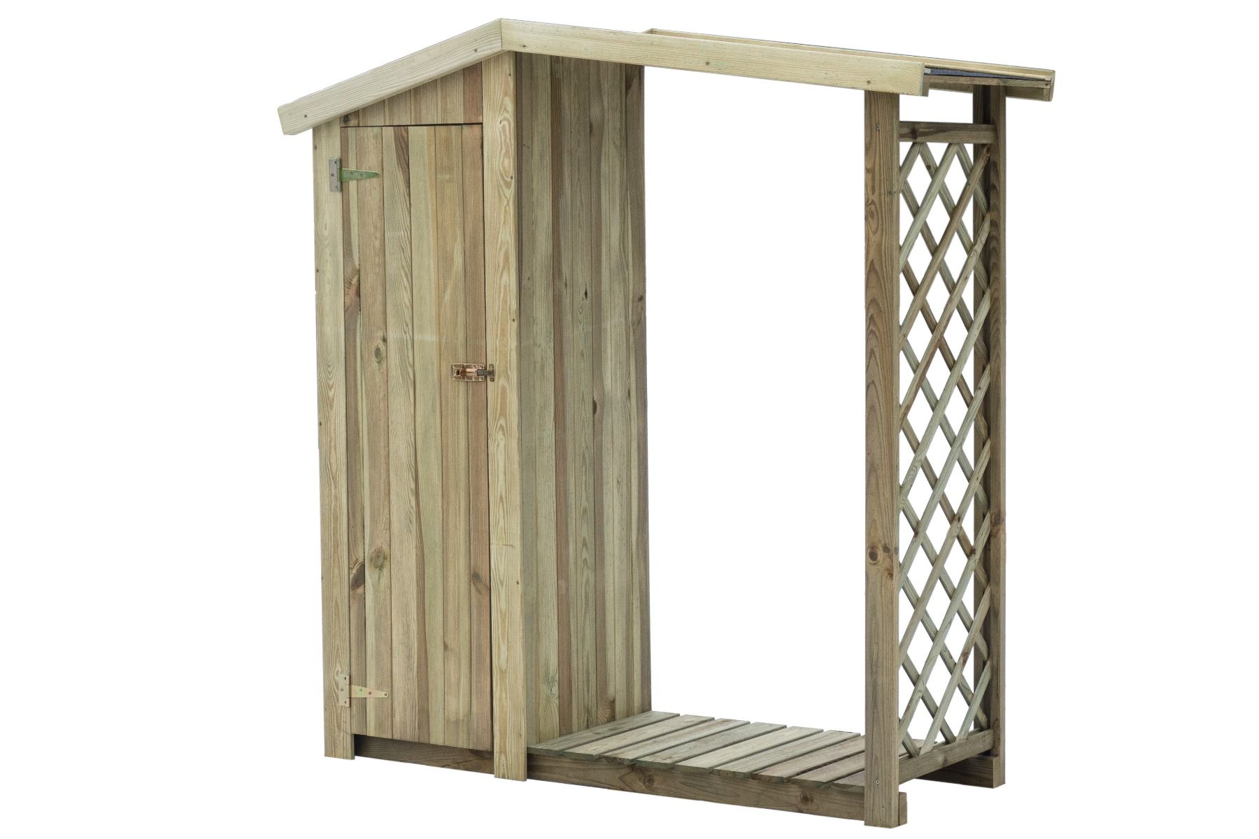 Riparo per legna da ardere con armadio - Dimensioni: 160 x 56 x 180 cm (L x P x A) 
