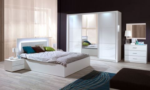 Camera da letto completa - Set F Zagori, 6 pezzi, bianco alpino / bianco lucido