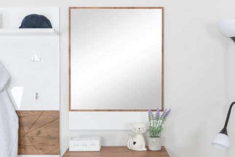Specchio "Manase" 14, rovere marrone / bianco lucido - 81 x 63 x 2 cm (h x l x p)