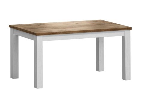 Tavolo allungabile "Segnas" 15, pino bianco / rovere marrone - 82 x 160-203 x 90 cm (h x l x p)