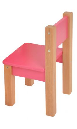 Sedia per bambini "Laurenz" - Set 2 pz, faggio massello naturale / rosa - 50 x 28 x 28 cm (h x l x p)
