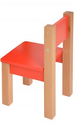Sedia per bambini "Laurenz" - Set 2 pz, faggio massello naturale / rosso - 50 x 28 x 28 cm (h x l x p)