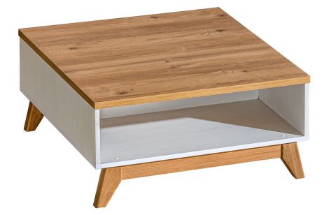 Tavolino "Panduros" 10, bianco pino / marrone rovere - 35 x 81 x 81 cm (h x l x p)