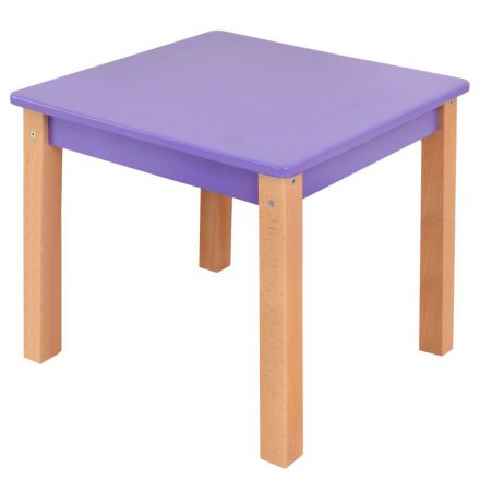 Tavolino per bambini "Laurenz", faggio massello, naturale / viola - 47 x 50 x 50 cm (h x l x p)