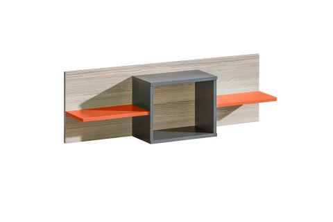 Cameretta - Mensola "Marcel" 09, arancione / grigio / marrone - 35 x 110 x 20 cm (h x l x p)