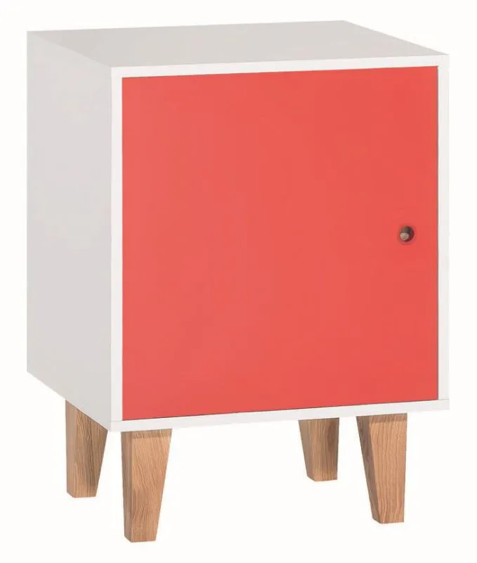 Comodino per cameretta Syrina 14 | Bianco/rosso | 72 x 54 x 45 cm | Design moderno e pratico