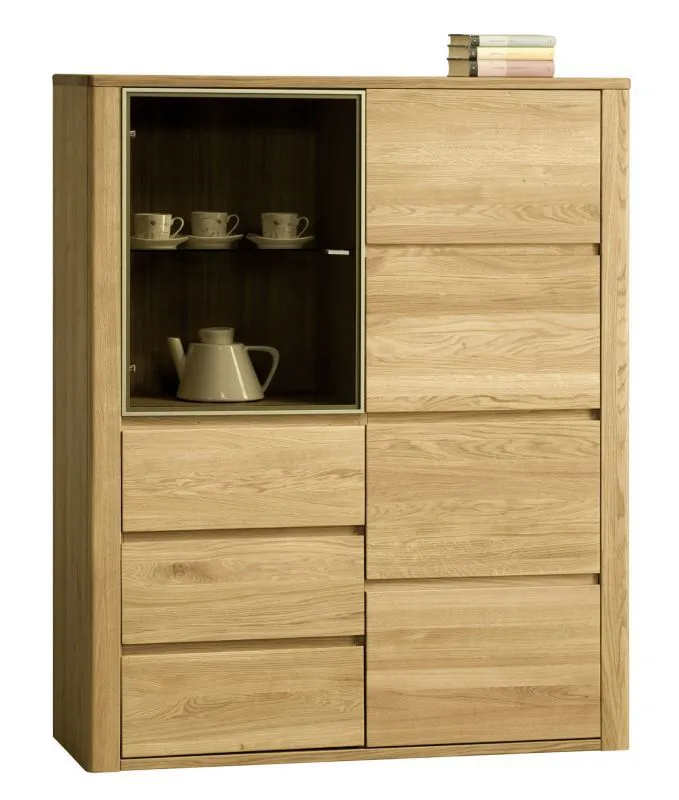 Vetrinetta Jussara 10 | Rovere parzialmente massello naturale | 150 x 124 x 42 cm | Design moderno