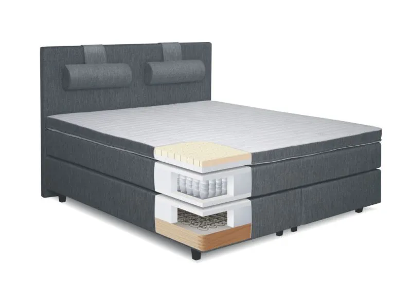 Letto boxspring Flint 120 x 200 cm | Base molle Bonnell | Materasso molle insacchettate | Topper lattice