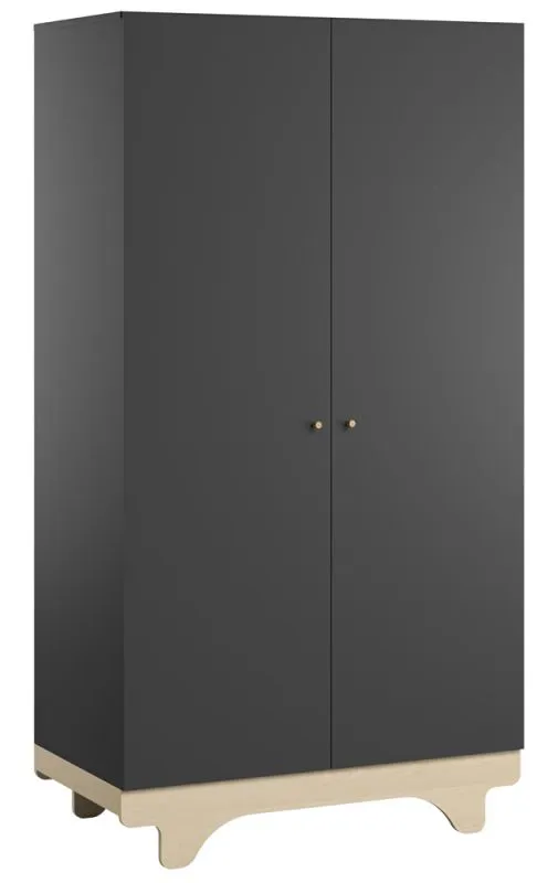 Armadio a 2 ante Lillebror 03 | Grigio e betulla | 185 x 100 x 52 cm | Design moderno
